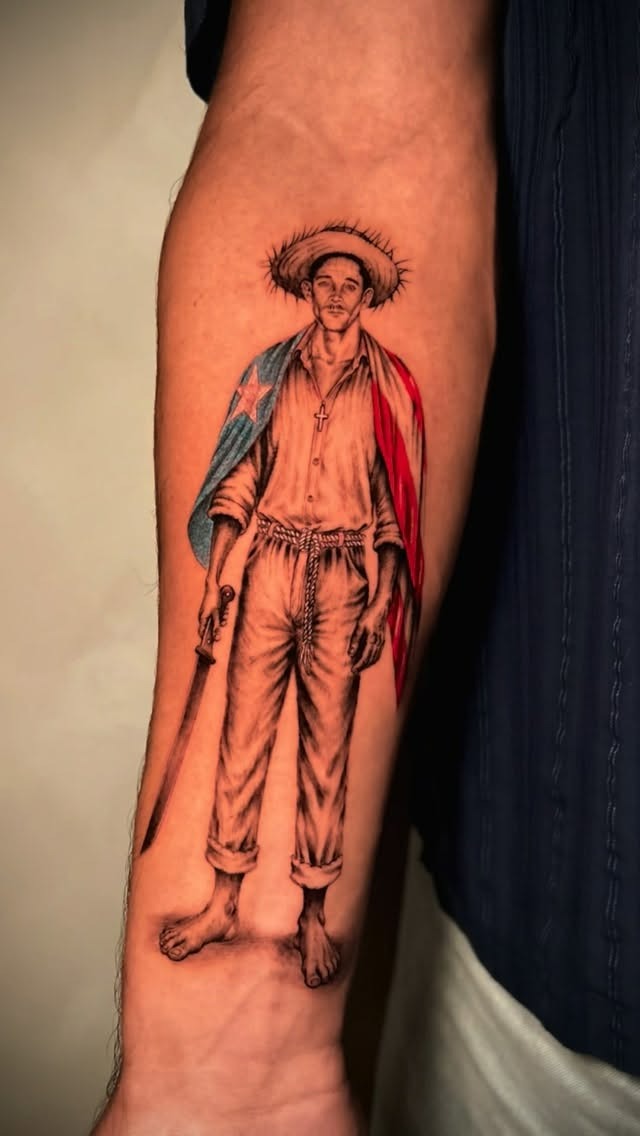 Jibaro-inspired tattoo artwork with refined detail and contrast